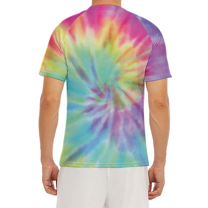 Pastel Spiral Tie Dye Print Men's Short Sleeve Rash Guard
