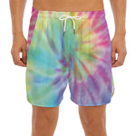 Pastel Spiral Tie Dye Print Men's Split Running Shorts