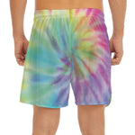 Pastel Spiral Tie Dye Print Men's Split Running Shorts