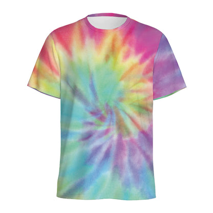 Pastel Spiral Tie Dye Print Men's Sports T-Shirt