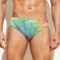 Pastel Spiral Tie Dye Print Men's Swim Briefs