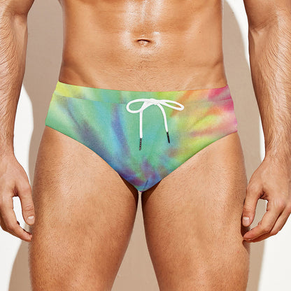 Pastel Spiral Tie Dye Print Men's Swim Briefs