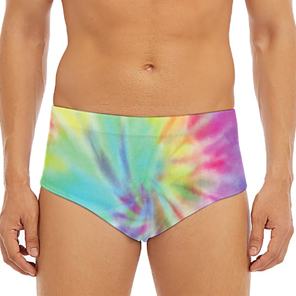 Pastel Spiral Tie Dye Print Men's Triangle Swim Briefs