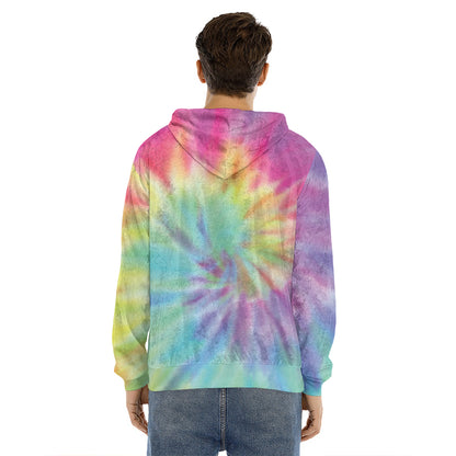 Pastel Spiral Tie Dye Print Men's Velvet Pullover Hoodie