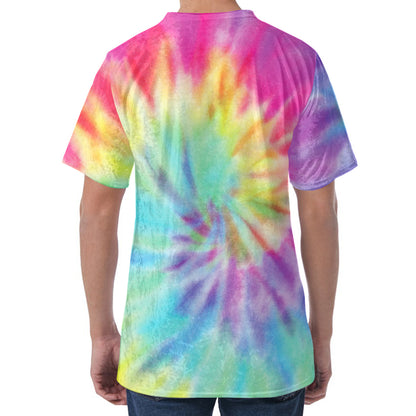 Pastel Spiral Tie Dye Print Men's Velvet T-Shirt