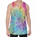 Pastel Spiral Tie Dye Print Men's Velvet Tank Top