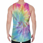 Pastel Spiral Tie Dye Print Men's Velvet Tank Top