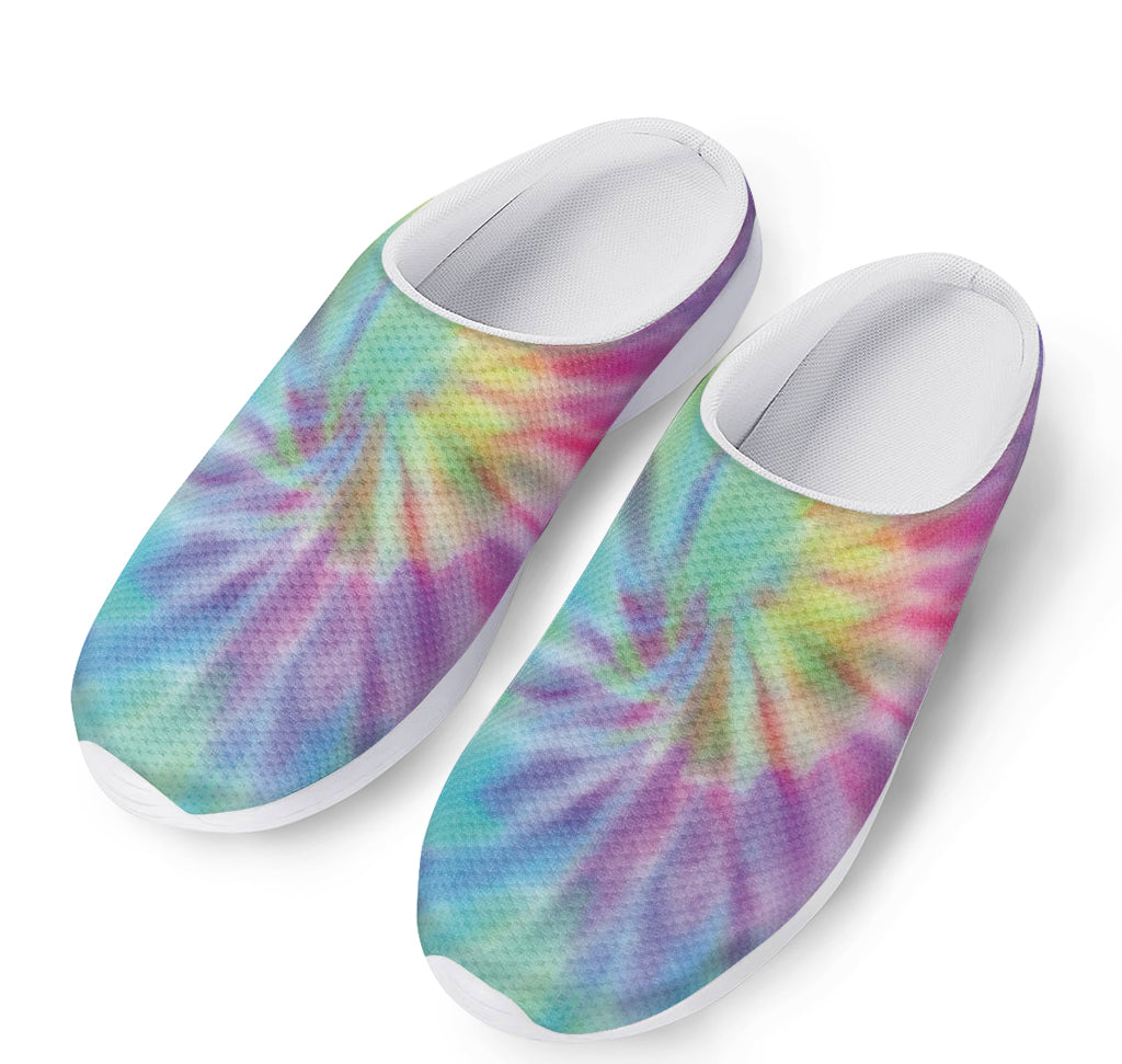 Pastel Spiral Tie Dye Print Mesh Casual Shoes