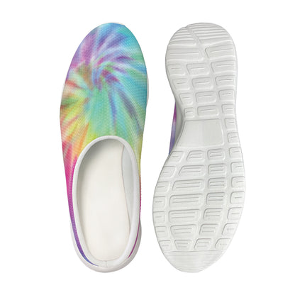 Pastel Spiral Tie Dye Print Mesh Casual Shoes