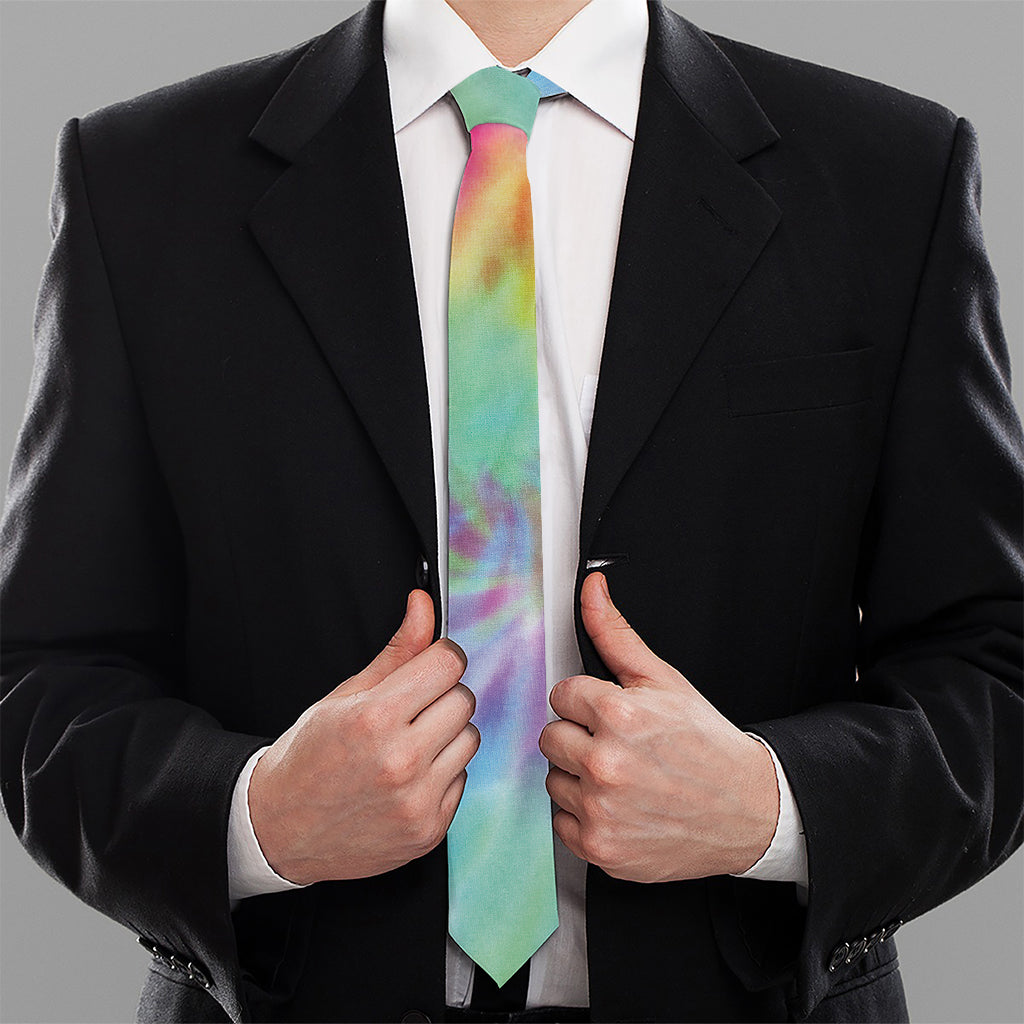 Pastel Spiral Tie Dye Print Necktie