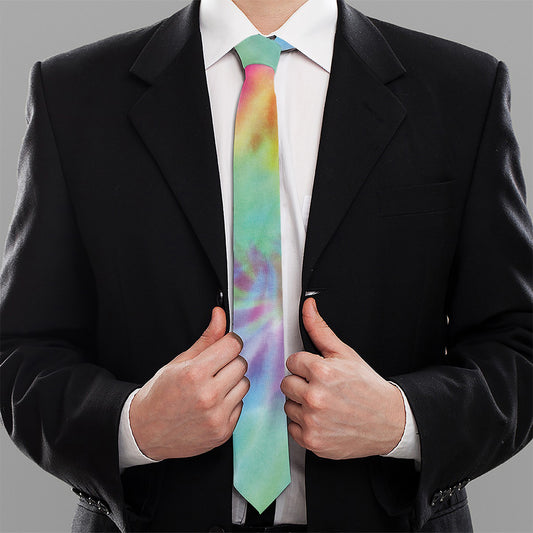 Pastel Spiral Tie Dye Print Necktie