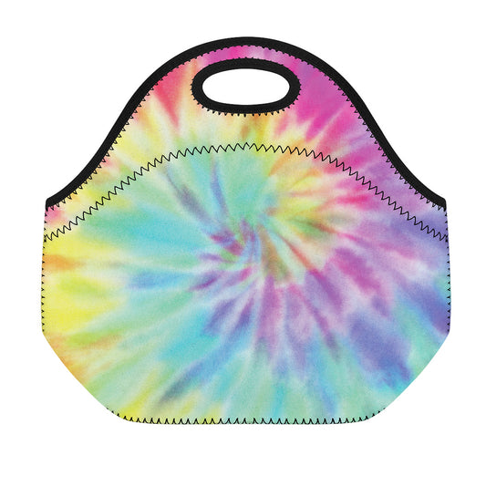 Pastel Spiral Tie Dye Print Neoprene Lunch Bag