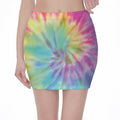 Pastel Spiral Tie Dye Print Pencil Mini Skirt