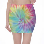 Pastel Spiral Tie Dye Print Pencil Mini Skirt