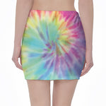 Pastel Spiral Tie Dye Print Pencil Mini Skirt