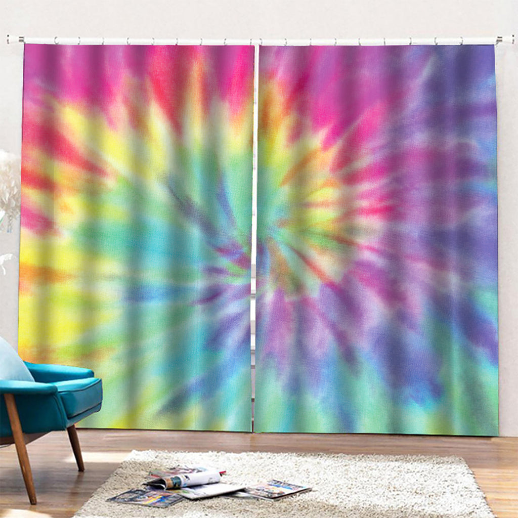 Pastel Spiral Tie Dye Print Pencil Pleat Curtains