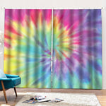 Pastel Spiral Tie Dye Print Pencil Pleat Curtains