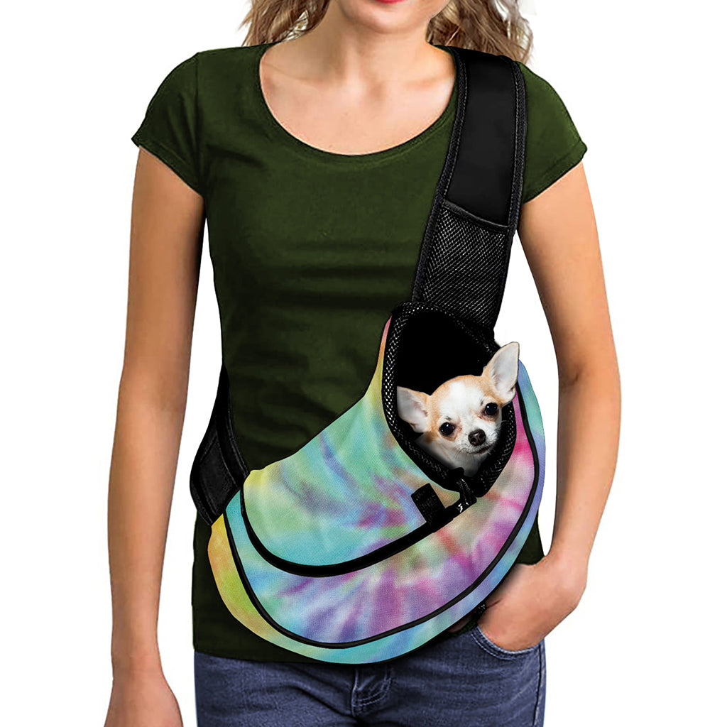 Pastel Spiral Tie Dye Print Pet Sling Carrier