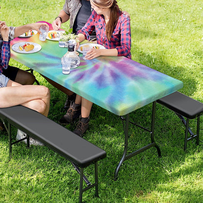 Pastel Spiral Tie Dye Print Picnic Table Cover