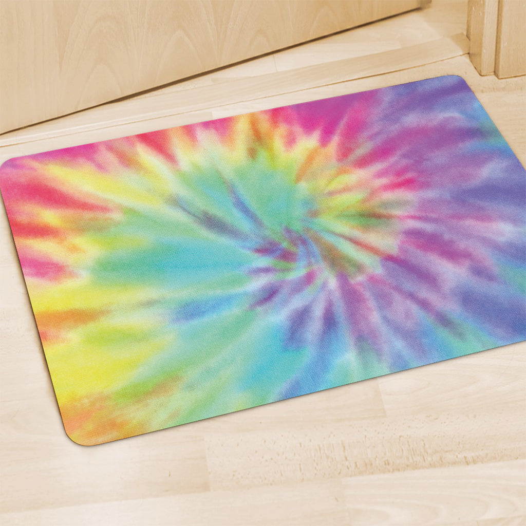 Pastel Spiral Tie Dye Print Polyester Doormat