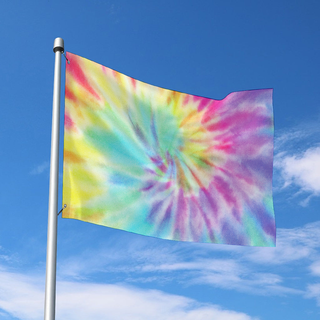 Pastel Spiral Tie Dye Print Polyester Flag