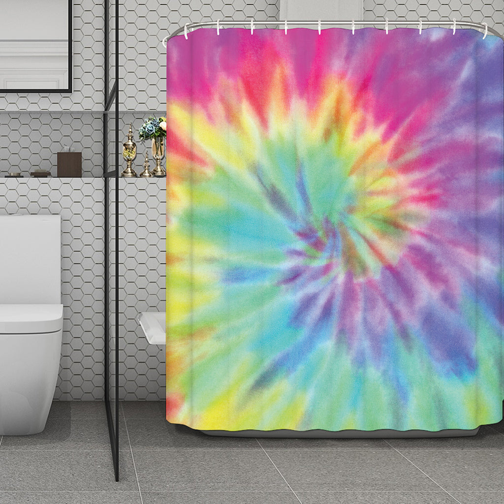 Pastel Spiral Tie Dye Print Polyester Shower Curtain