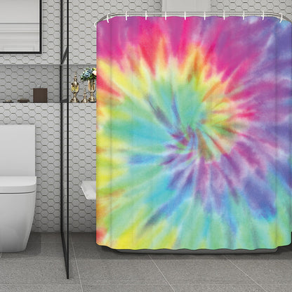 Pastel Spiral Tie Dye Print Polyester Shower Curtain