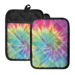 Pastel Spiral Tie Dye Print Pot Holders With Pocket