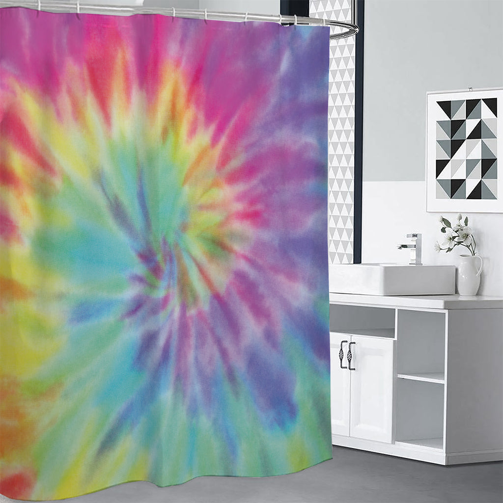 Pastel Spiral Tie Dye Print Premium Shower Curtain