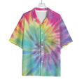Pastel Spiral Tie Dye Print Rayon Hawaiian Shirt