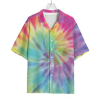 Pastel Spiral Tie Dye Print Rayon Hawaiian Shirt