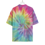 Pastel Spiral Tie Dye Print Rayon Hawaiian Shirt