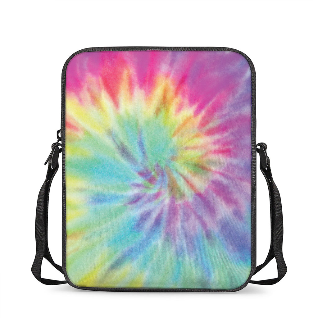 Pastel Spiral Tie Dye Print Rectangular Crossbody Bag