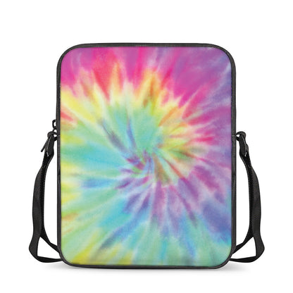 Pastel Spiral Tie Dye Print Rectangular Crossbody Bag