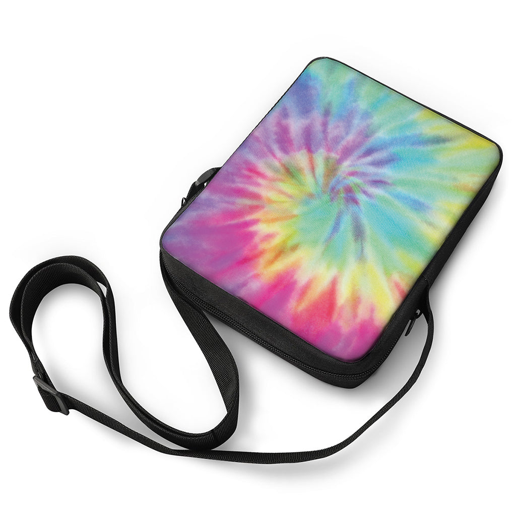 Pastel Spiral Tie Dye Print Rectangular Crossbody Bag