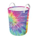 Pastel Spiral Tie Dye Print Round Laundry Basket