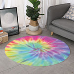 Pastel Spiral Tie Dye Print Round Rug