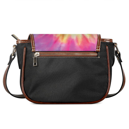 Pastel Spiral Tie Dye Print Saddle Bag