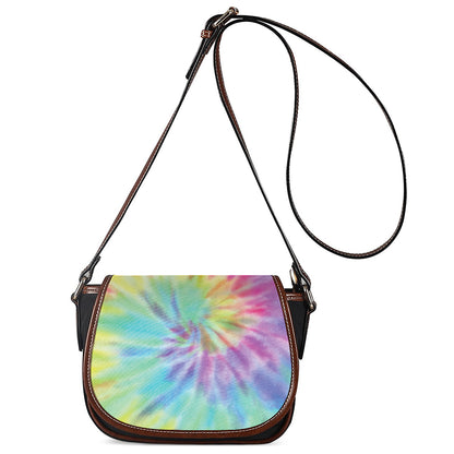 Pastel Spiral Tie Dye Print Saddle Bag