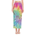 Pastel Spiral Tie Dye Print Side Slit Maxi Skirt