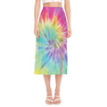 Pastel Spiral Tie Dye Print Side Slit Midi Skirt