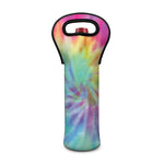 Pastel Spiral Tie Dye Print Single Neoprene Wine Tote