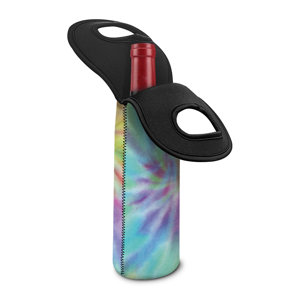Pastel Spiral Tie Dye Print Single Neoprene Wine Tote