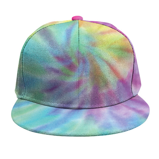 Pastel Spiral Tie Dye Print Snapback Cap