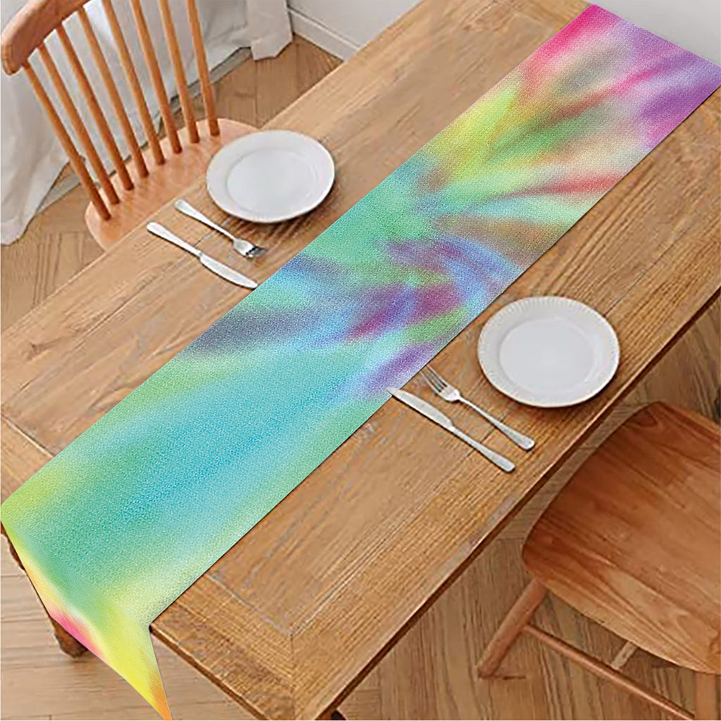 Pastel Spiral Tie Dye Print Table Runner