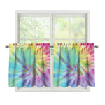 Pastel Spiral Tie Dye Print Tier Curtains
