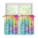 Pastel Spiral Tie Dye Print Tier Curtains