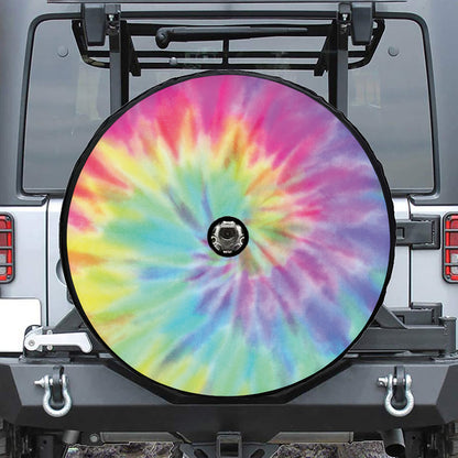 Pastel Spiral Tie Dye Print Tire Cover With Camera Hole