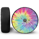 Pastel Spiral Tie Dye Print Tire Cover With Camera Hole