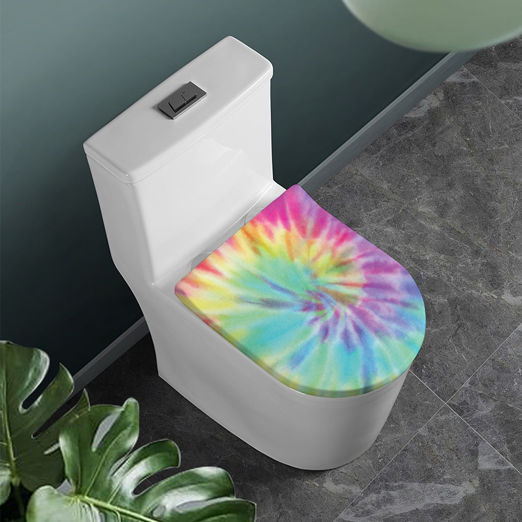 Pastel Spiral Tie Dye Print Toilet Lid Cover